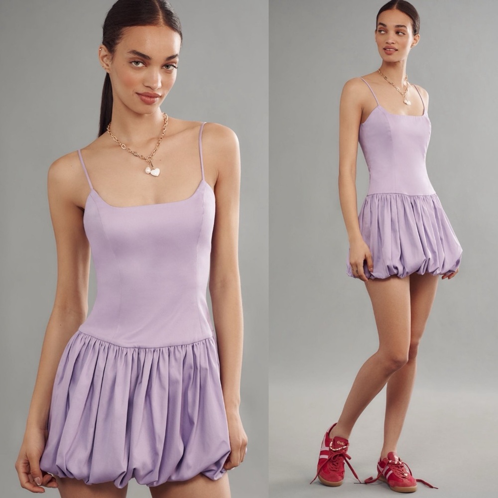 NWT Anthropologie Delfi Collective Natassia Drop-Waist Bubble Hem Dress Sz L